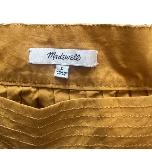 MADEWELL - Mustard Yellow Square Neck Peasant Top - Size L - Picture 5 of 9